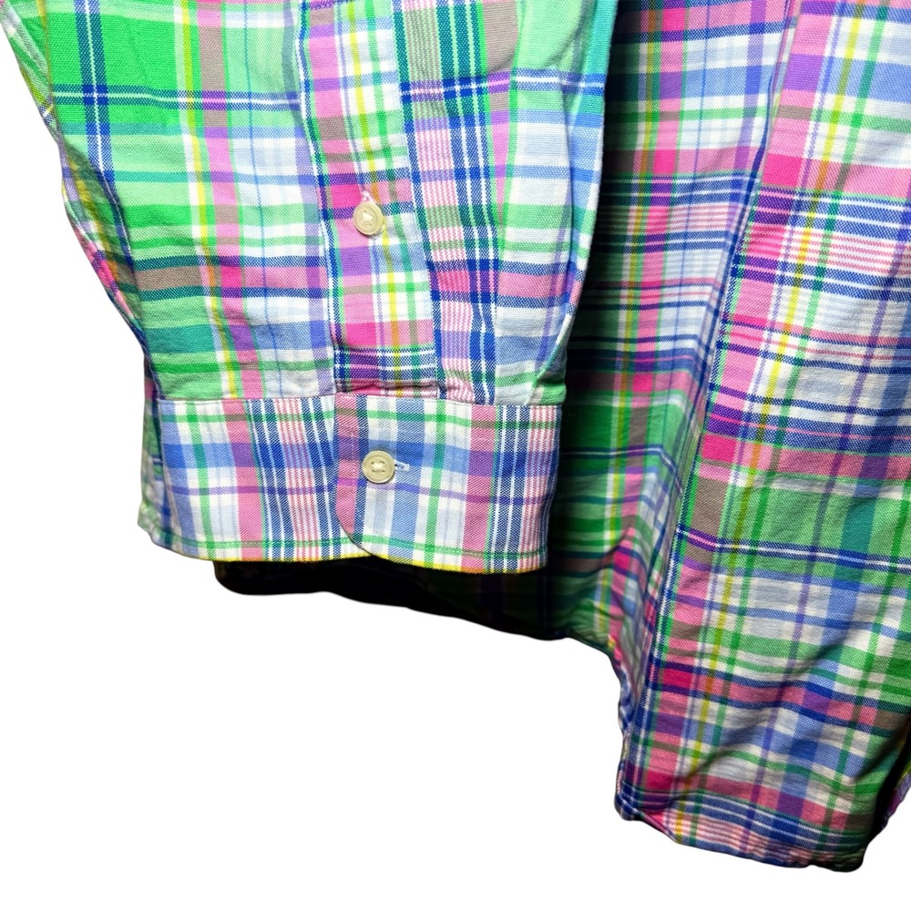 Polo Ralph Lauren Mens 4XB Plaid Button Down Shirt Green Pink Blue Big & Tall - Picture 7 of 9